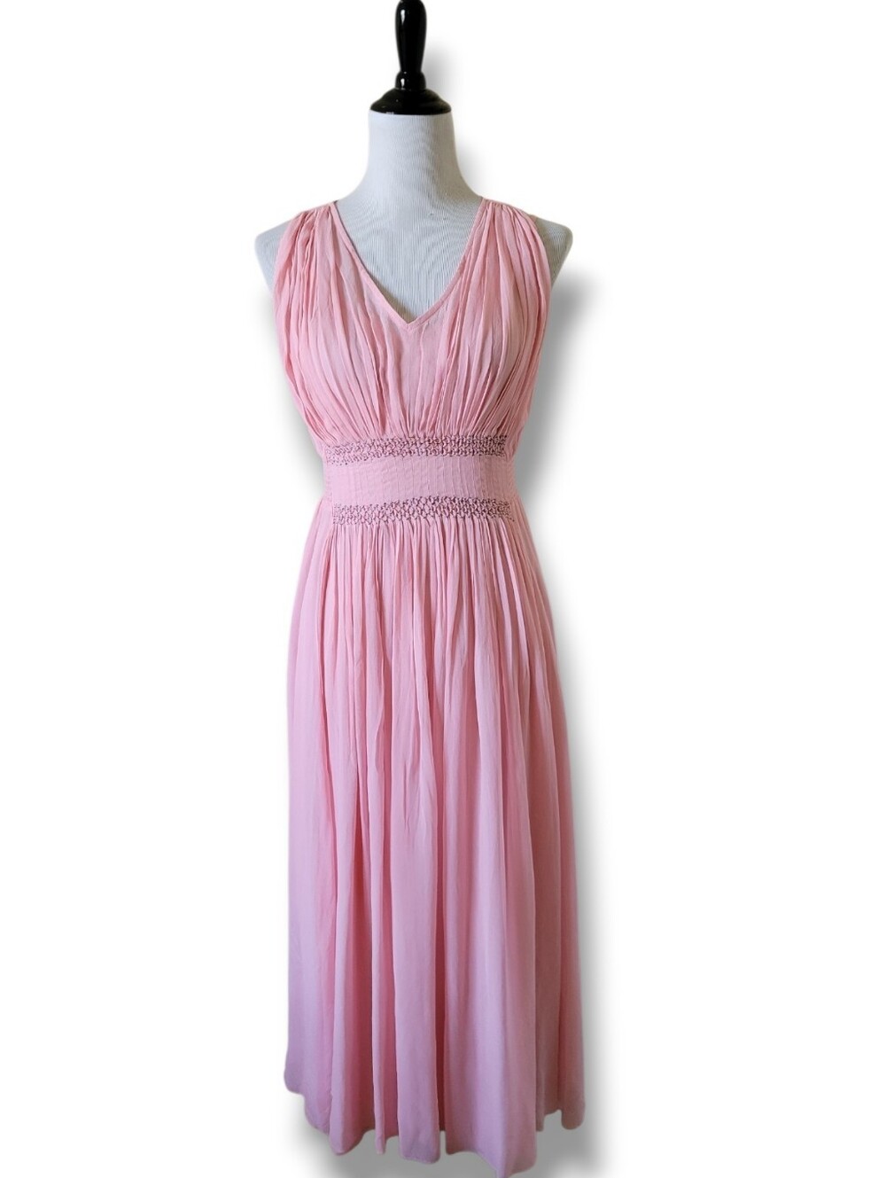 Sundance Catalog Chiffon Grecian 2pc Midi Dress Pink Fairycore Balletcore